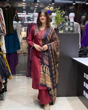 Women s Cotton Printed Kurta Pant Dupatta Set Ethnic Indian Salwar Suit 3 Pc