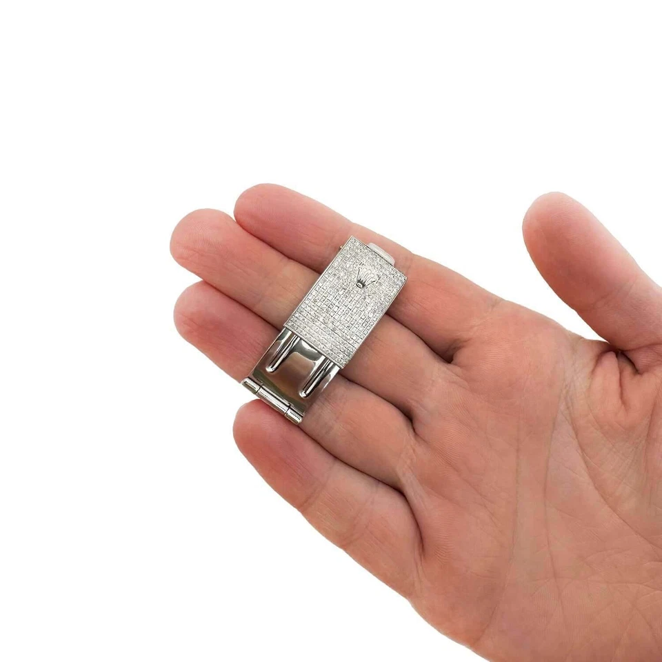 Hebilla de cierre plegable de acero inoxidable con diamante natural de 2,50 quilates para Rolex 20 mm Foto 3 de 4