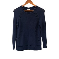 Vintage J. Crew Roll Neck Sweater Womens Size S Navy Preppy Academia