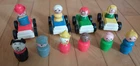VTG FISHER PRICE LITTLE PEOPLE FIGURES & CARS LOT 14 PC