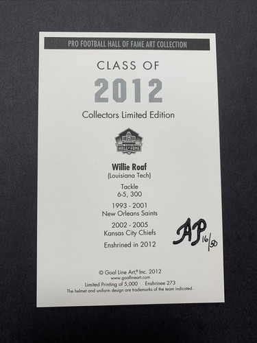 WILLIE ROAF GOAL LINE ART ARTIST PROOF! ONLY 50 AP SETS MADE! RARE! READ!๐๐จ - Picture 2 of 2