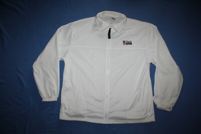 USA Olympics Full Zip Jacket Mens XL White Committee fleece