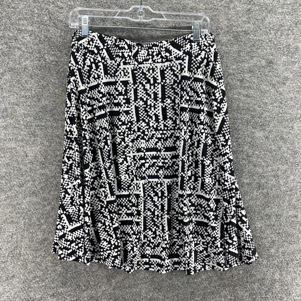 Falda Dressbarn Mujer L Grande Negra Geométrica Línea A Midi Tirar de tiro medio Foto 2 de 4