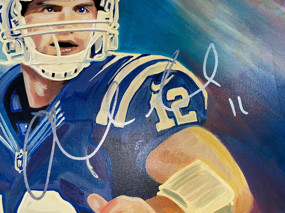 ANDREW LUCK SIGNED AUTOGRAPHED INDIANAPOLIS COLTS FOOTBALL ART PAINTING PSA/DNA - Image 2 of 4