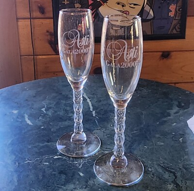 Asti Gala 2000 Vtg. Champagne Flutes   Set of 2 Y2K Millennium