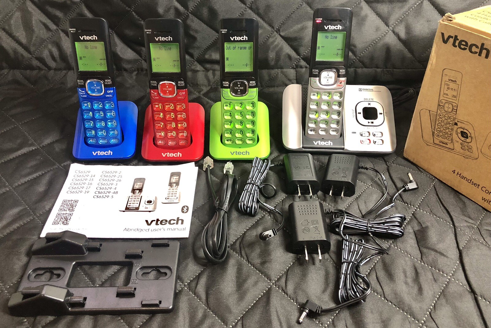 VTech CS6529-4B 4-Handset DECT 6.0 Cordless Phone W Answering System | Used