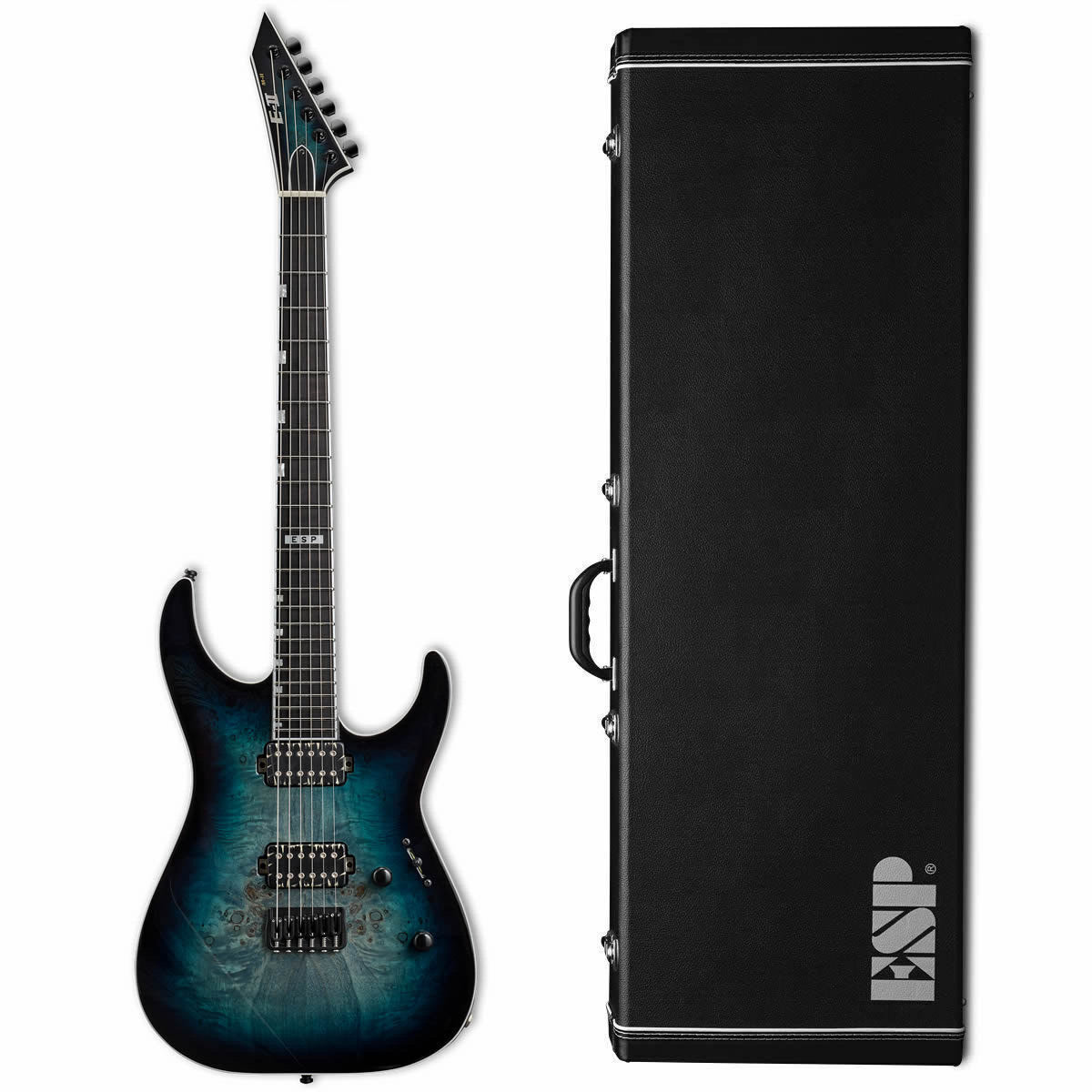 ESP E-II M-II HT BM Mercury Blue Burst with ESP Hard Case E2 - B