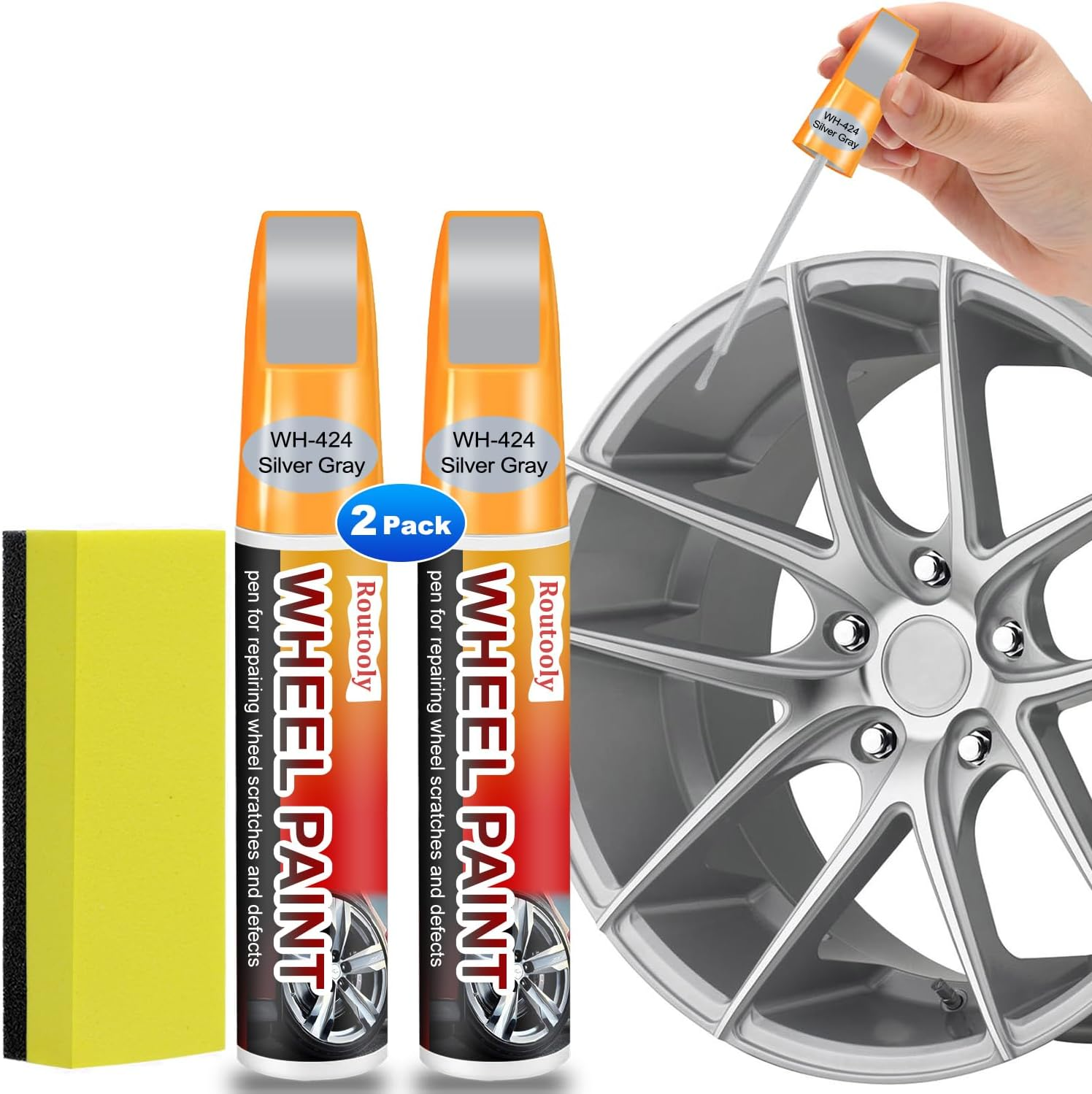 2 PACK Silver Gray Rim Touch up Paint Wheel Repair Kit for Car Wheel