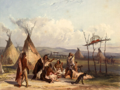 Funeral Scaffold of a Sioux Chief by Karl Bodmer Giclee Art Print + Ships Free