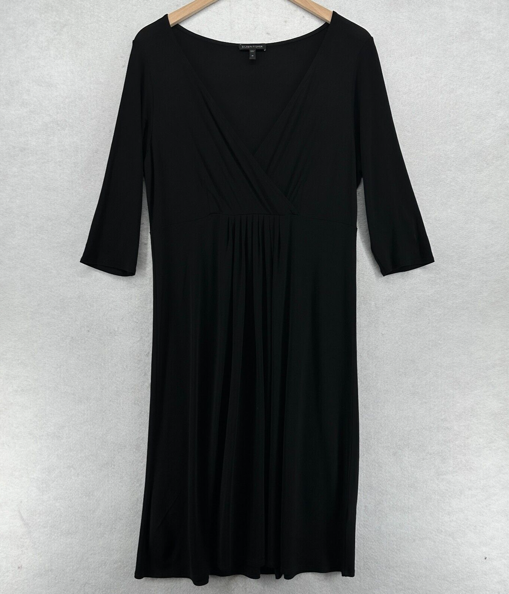 Clothing Dresses Eileen Fisher Ballet Neck Dress EILEEN FISHER Dress XS  Silk Jersey Faux Wrap V-