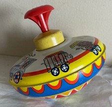 1970s OHIO ART Vintage Metal Spinning Top  Circus Animals  Model  304 6" Works