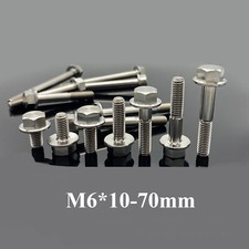 Titanium M6 Bolts Hex Flange Head 10,15,20,25,30,35,40,45,50,55,60 70mm X 1.0mm