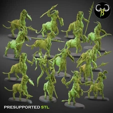 10 Horned Riders, Beast Centaurs, 3D Printed ClayBeastCreation