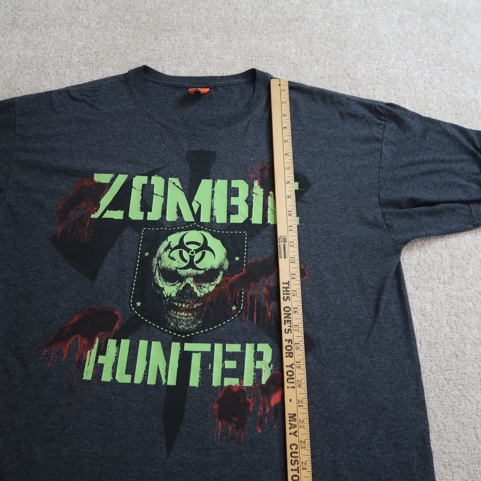 Zombie Hunter Glow In The Dark Graphic TShirt Grey Lightweight XL eBay