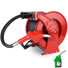 MOJGAR Fuel Hose Reel Retractable 1" x 50' Diesel Hose Reel Auto Refueling Gun