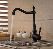 Kitchen Vessel Sink Mixer Swivel Spout Faucet Oil Rubbed Bronze 1 Hole Tap Brass