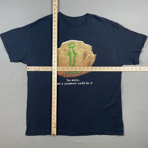 Vintage Y2K Geico Caveman T-Shirt Mens XL Graphic Faded Black Grunge Skater RARE - Picture 4 of 7