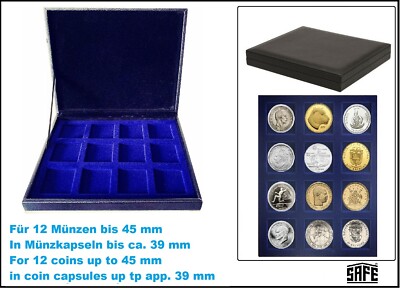 Münzkassette Unzen Münzen in Münzkapseln 12 Fächer 45mm SAFE 63450 Nova deluxe