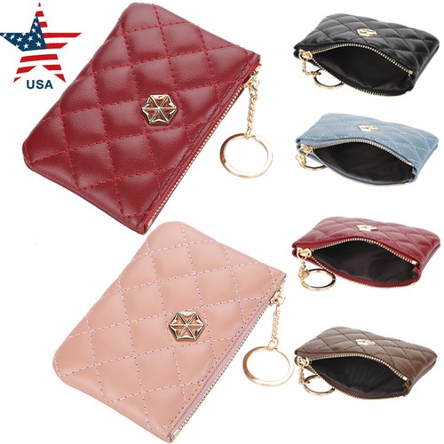Women Key Ring Leather Mini Purse Coin Small Change Bag Card Wallet Pouch Zipper - Picture 2 of 40
