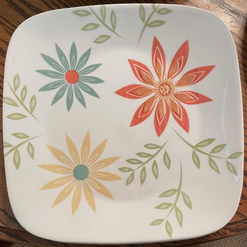 Corelle Happy Days 10-1/2" Square Dinner Plates Floral Set of 6 Garden Y5 - 第 1/2 張圖片
