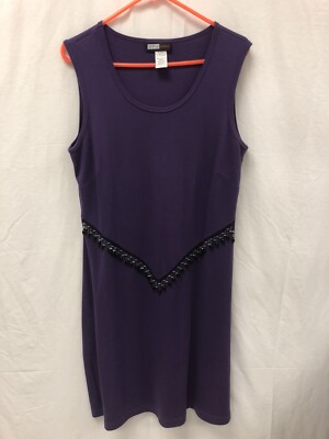 Womens Purple Beaded Sleeveless T Shirt Dress by Danielle Size M | eBay