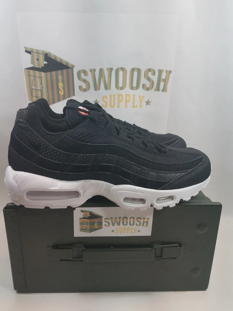 Nike air max 95 premium top se black white team orange