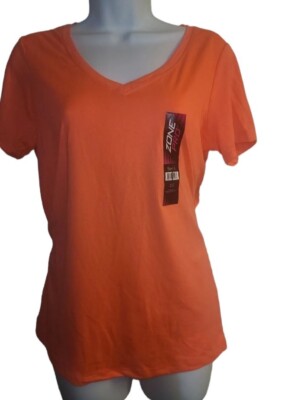 Bright Neon Orange Women's Medium Extra Soft v-neck T-shirt Zone Pro