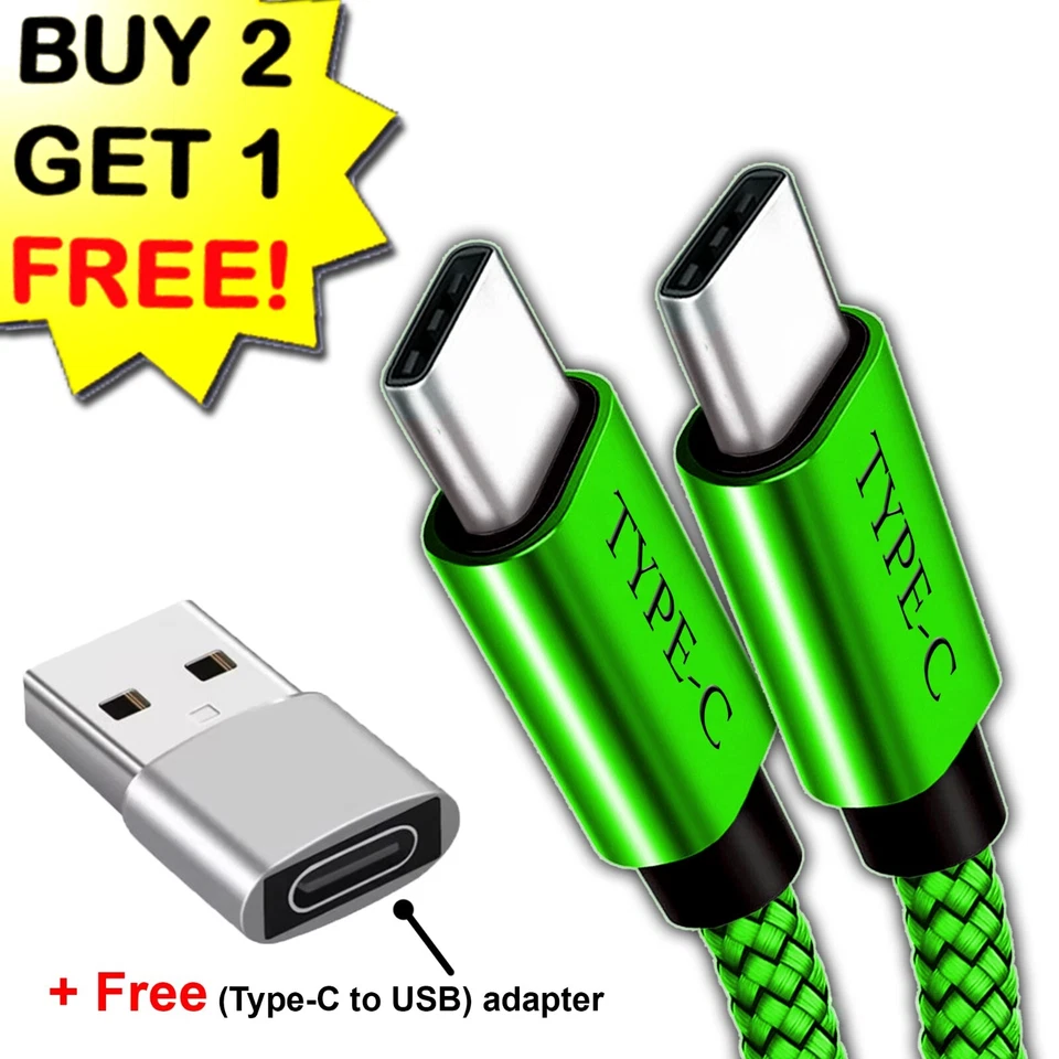 USB-C to C Cable Male Cable Cord Fast Charger Charging Data Sync w/ USB adapte - Image 3 of 4