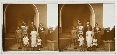 Frankreich Famille Haus Arcade c1940 Foto Platte Stereo Vintage V50L5n