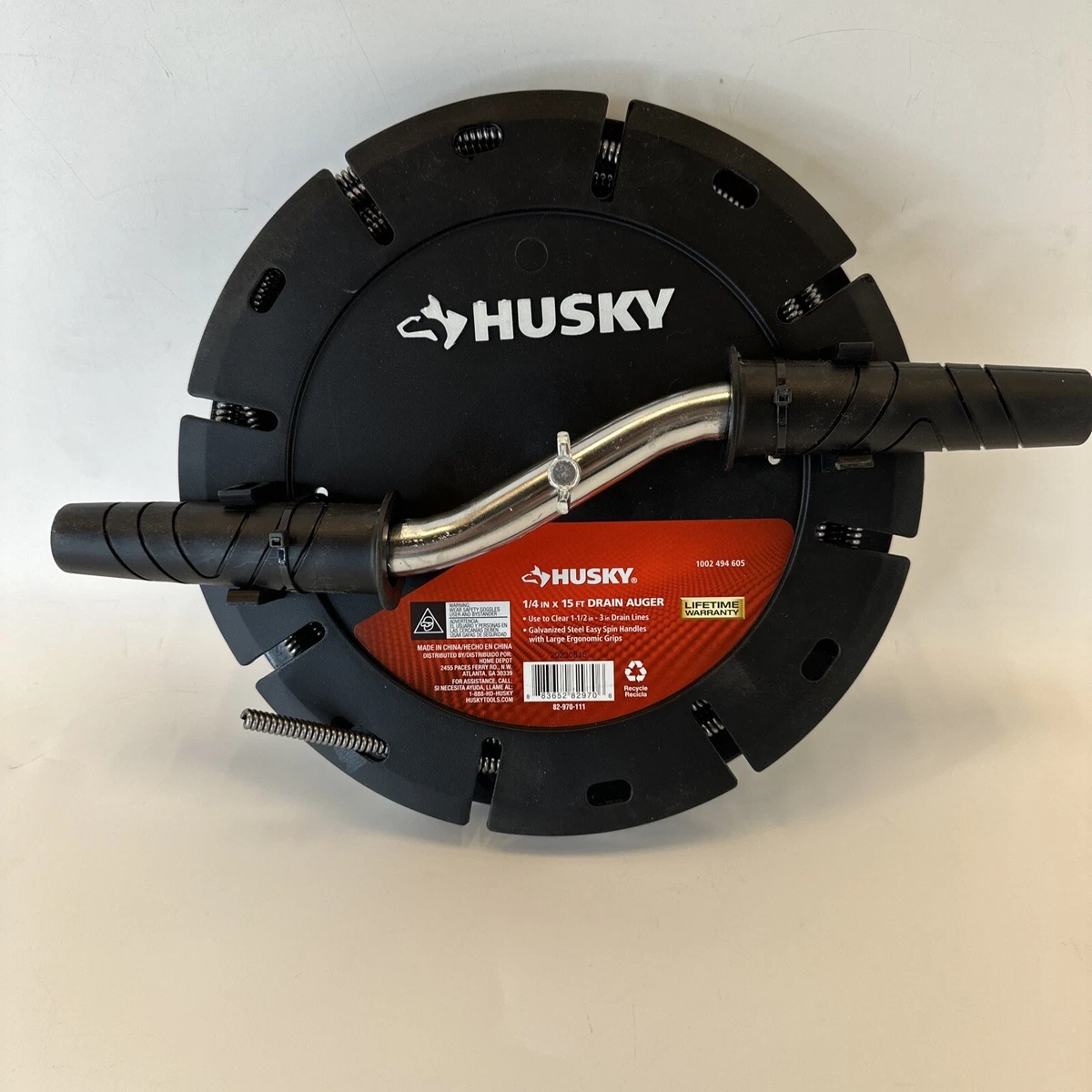 Husky Auger 1 4 in. x 15 ft. Drain Openers Plumbing Snakes And Augers 82 970 111