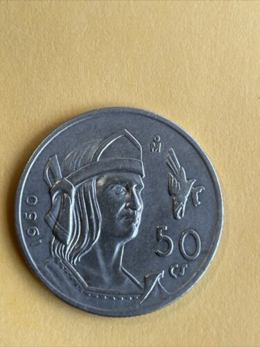 Rare 1950, 50 Cents .300 Silver Coins , King Cuauhtemoc - Picture 3 of 5