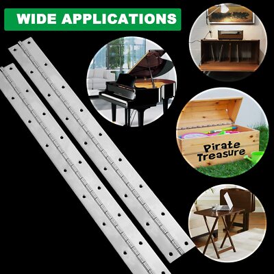 4-Pack 4" Black Stainless Steel Piano Hinges - Heavy Duty, 2" Open Width With Screws