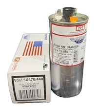 80 + 7.5 MFD AmRad Run Capacitor - Latest Model 370/440VAC - Genuine USA Made