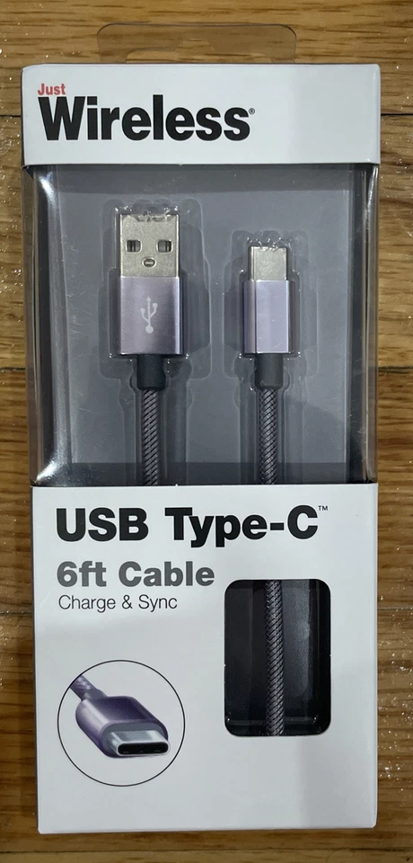 JUST Wireless USB Type-C 6ft Cable Charge & Sync Cord Purple - Image 2 of 3