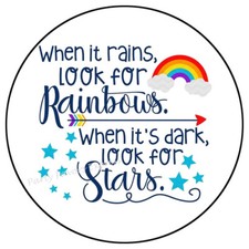 30 WHEN IT RAINS LOOK FOR RAINBOWS ENVELOPE SEALS LABELS STICKERS 1.5"