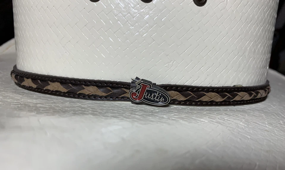 Justin 10X Sombrero de Vaquero Occidental de Paja por Milano Hat Co. Marfil Para Hombres 55 Talla 6 7/8 Usado en Excelente Condición Foto 4 de 4