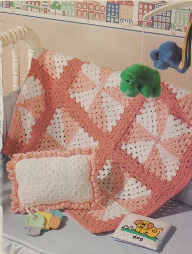 2 vintage Crochet patterns copy 10 ply Baby Quilts Rainbow Pinwheel designs - Picture 2 of 4