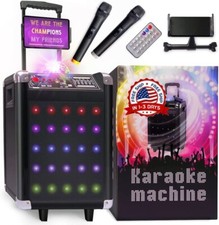 m quina de karaoke bluetooth sistema de altavoces PA inal mbrico port til 2 mic