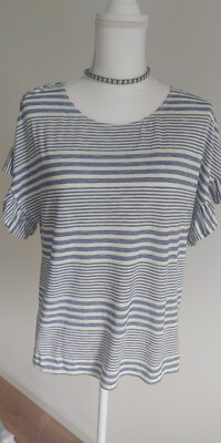 Bluse - Shirt - Max Studio - blau weiß gestreift - L 40 42
