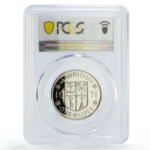 Mauritius 1 rupee Republic Coinage Queen Elizabeth PR66 PCGS CuNi coin 1971 - Picture 2 of 2