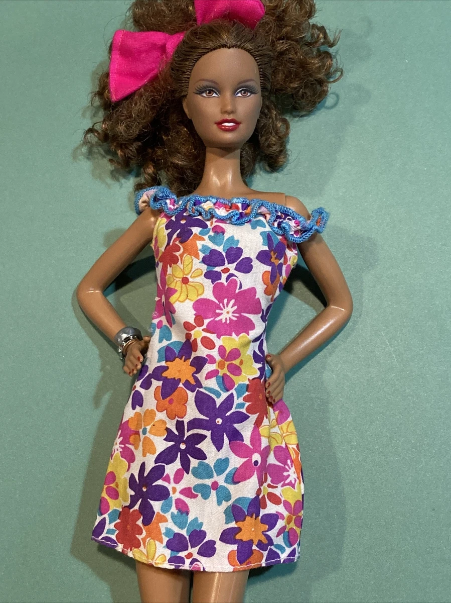 Barbie Vintage clothes Tropical Beach Floral Dress Mattel free US Ship