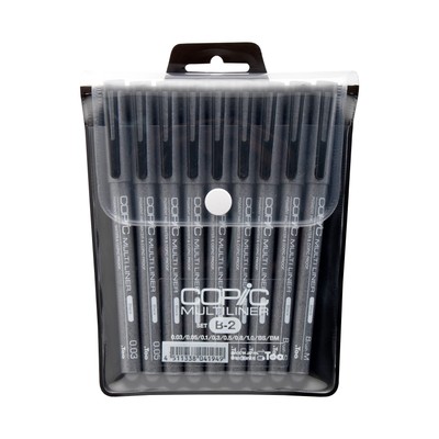  Copic Markers 9-Piece Multiliner Inking Pen Set B-2, Black (