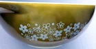 Vintage PYREX 444 Spring Blossom Green Crazy Daisy Mixing Bowl 4QT Large VG Cond