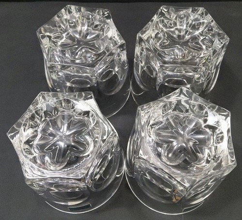 Set 4 Vintage Verreries De SAINT Gobain Old Fashioned Glasses Whiskey Flower - Picture 8 of 9
