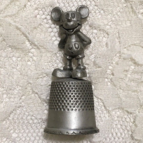 Vintage Disney Mickey Mouse Thimble Pewter Approx 1" x .75"
