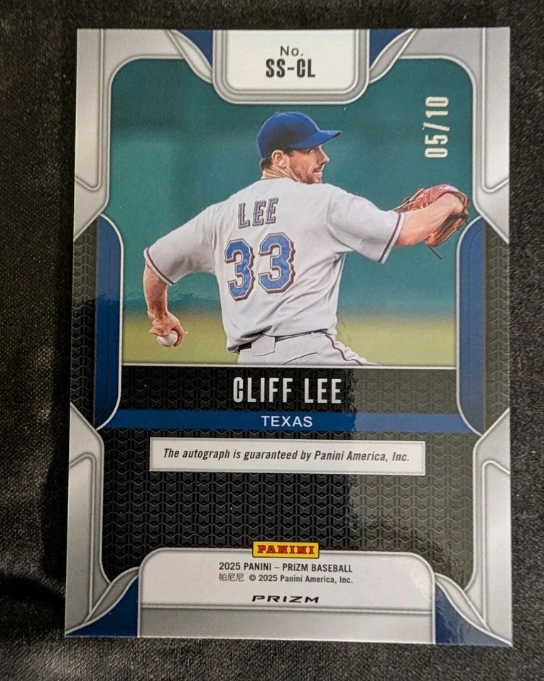 Cliff Lee Auto/10 2025 Panini Prizm Gold Sensational Signatures SS-CL Tedas Foto 2 de 4