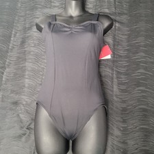 Capezio Studio Collection Wide Strap Camisole Leotard Black Pinched Front Sz XL