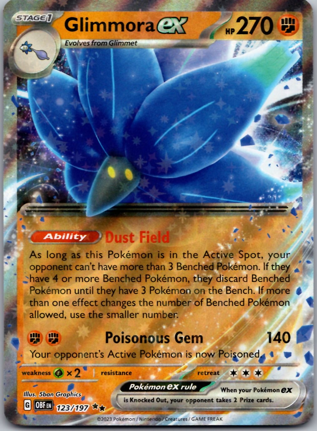 Glimmora ex 123/197 Double Rare Obsidian Flames Pokemon Holo Near Mint