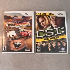Wii Game  Bundle Cars Mater-National & CSI Hard Evidence Manuals Included