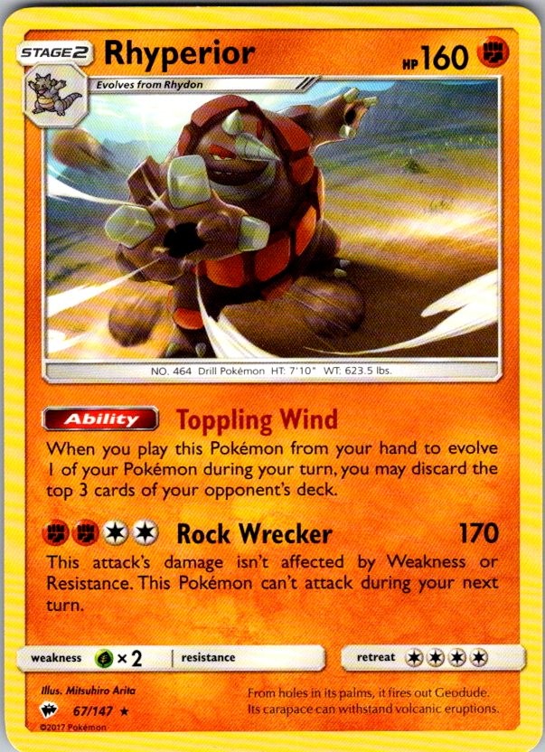 Rhyperior - (SM Burning Shadows) Rare Deck Exclusives 067/147 MP